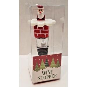 New Art Glass Wine Stopper Santa Claus in Chimney 4.5"